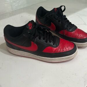 Red and black men’s size 8 retro sneakers
